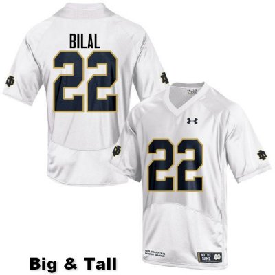Notre Dame Fighting Irish Men's Asmar Bilal #22 White Under Armour Authentic Stitched Big & Tall College NCAA Football Jersey OLB7299LV